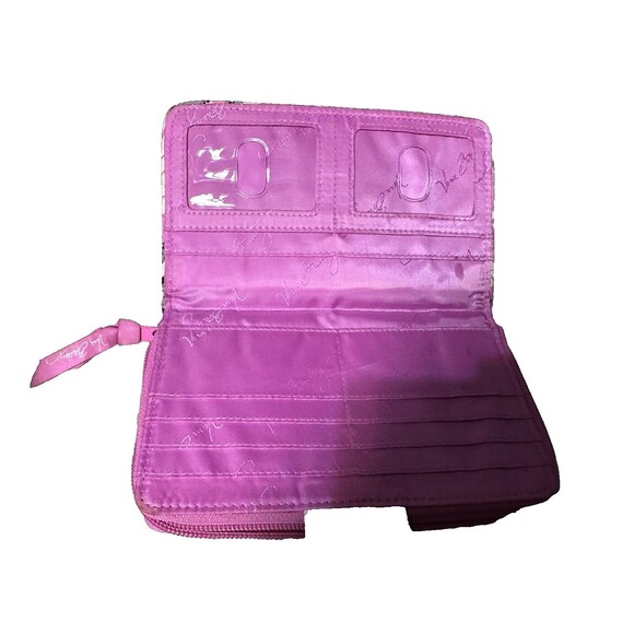 Vera Bradley Wallet Bright Pink & White Paisley Large Turnlock & Zip Wallet - Picture 4 of 5
